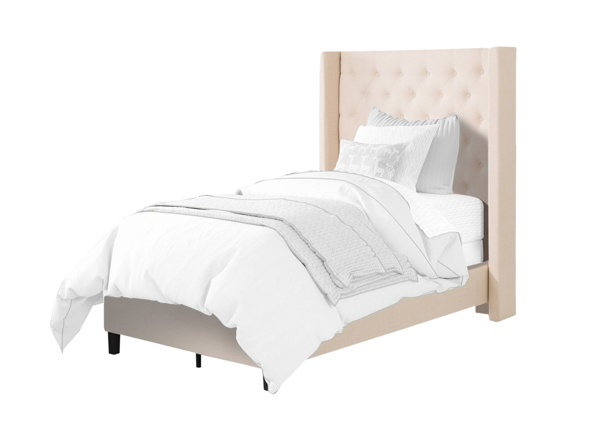 cream Tufted Twin / Single Bed Fairfield Collection product image by CorLiving#color_cream