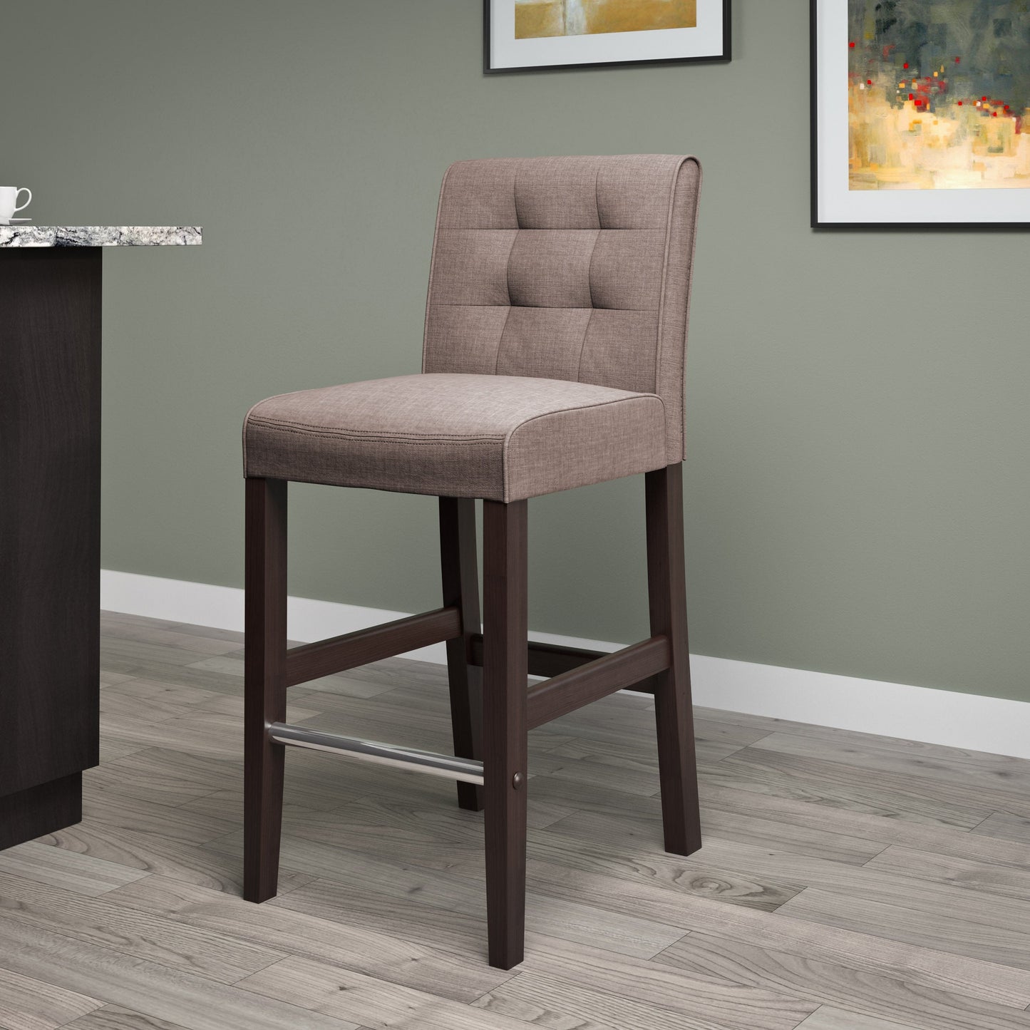 brown Brown Bar Stool Counter Height Antonio Collection lifestyle scene by CorLiving#color_brown