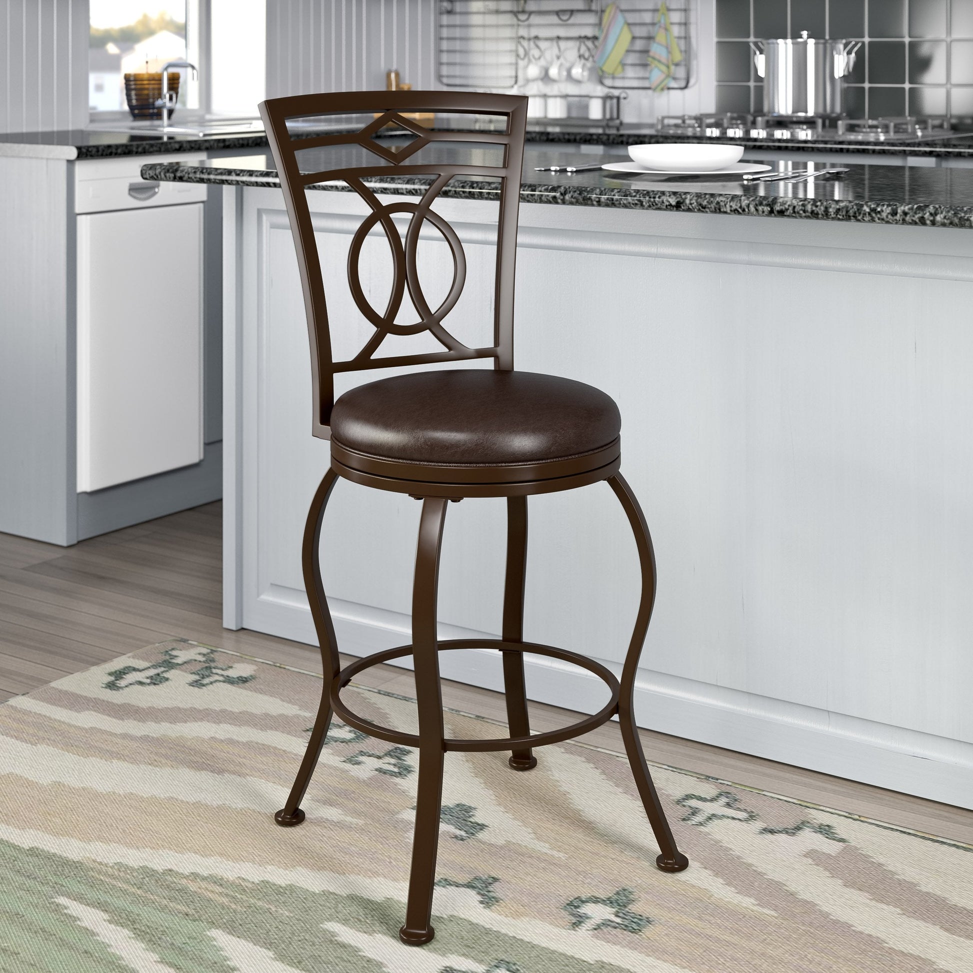 dark brown Metal Bar Stool Counter Height Jericho Collection lifestyle scene by CorLiving#color_dark-brown