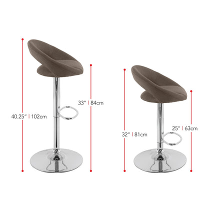 light brown Adjustable Bar Stool Set of 2 CorLiving Collection measurements diagram by CorLiving#color_light-brown