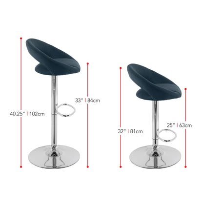 dark blue Adjustable Bar Stool Set of 2 CorLiving Collection measurements diagram by CorLiving#color_dark-blue