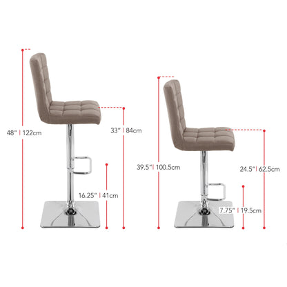 light brown High Back Bar Stools Set of 2 Quinn Collection measurements diagram by CorLiving#color_light-brown