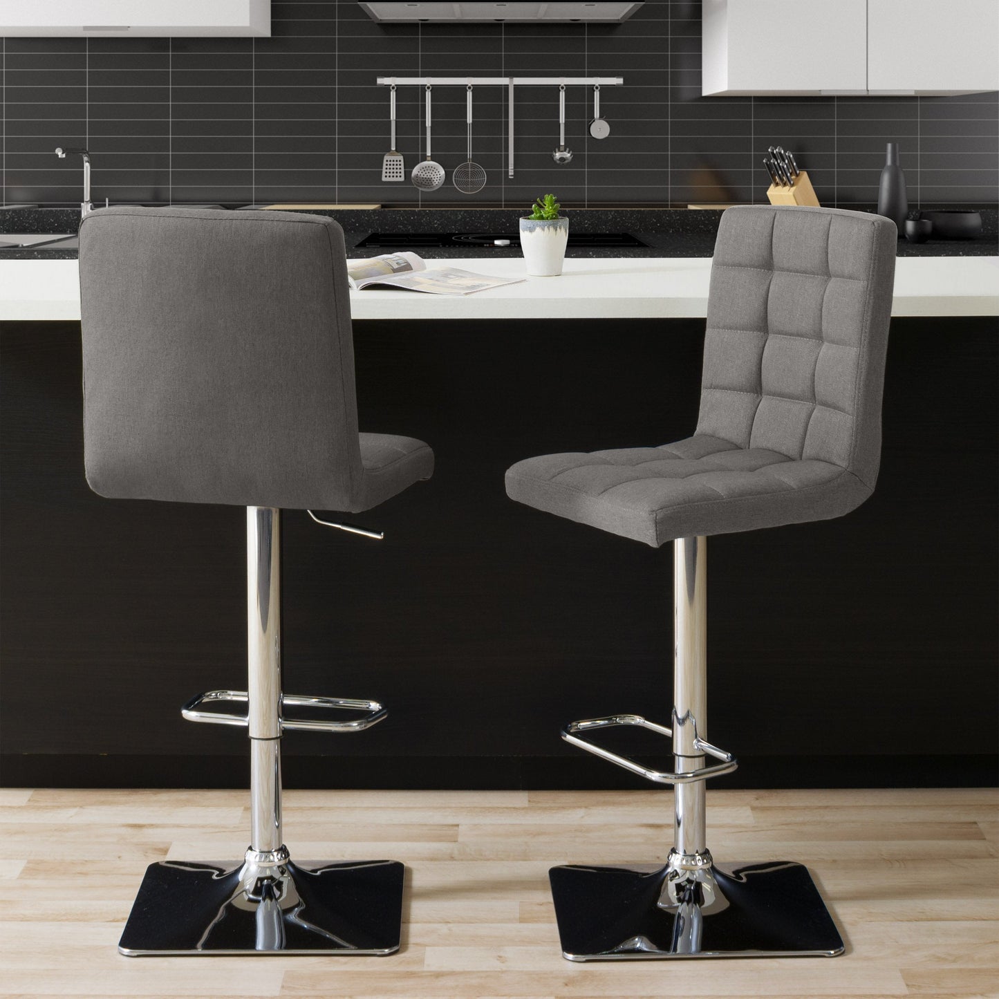 medium grey High Back Bar Stools Set of 2 Quinn Collection lifestyle scene by CorLiving#color_medium-grey