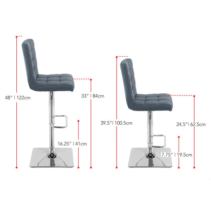 blue grey High Back Bar Stools Set of 2 Quinn Collection measurements diagram by CorLiving#color_blue-grey