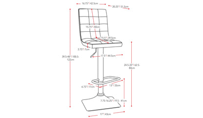 black High Back Bar Stools Set of 2 Xavier Collection measurements diagram by CorLiving#color_black