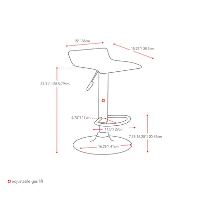 black Low Back Bar Stools Set of 2 Theo Collection measurements diagram by CorLiving#color_black