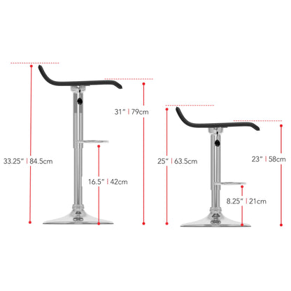 black Low Back Bar Stools Set of 2 Theo Collection measurements diagram by CorLiving#color_black