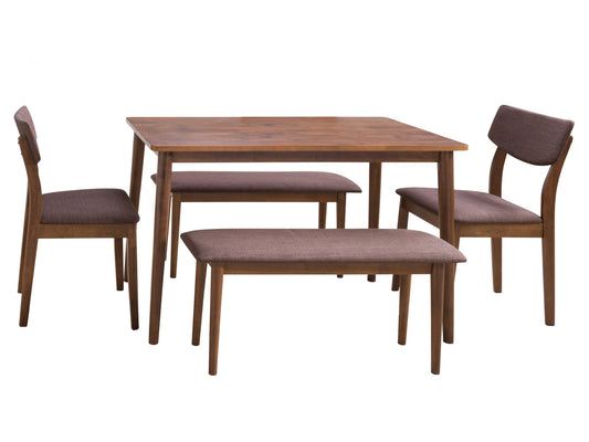 walnut 5pc Dining Set Branson Collection product image by CorLiving#color_branson-walnut-and-tweed