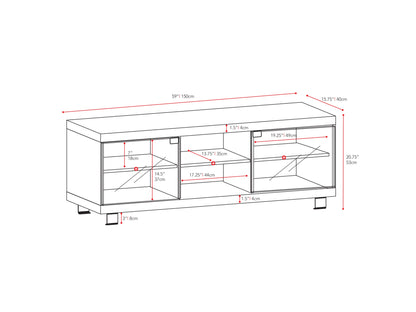 black TV Stand for TVs up to 75" Holland Collection measurements diagram by CorLiving#color_black