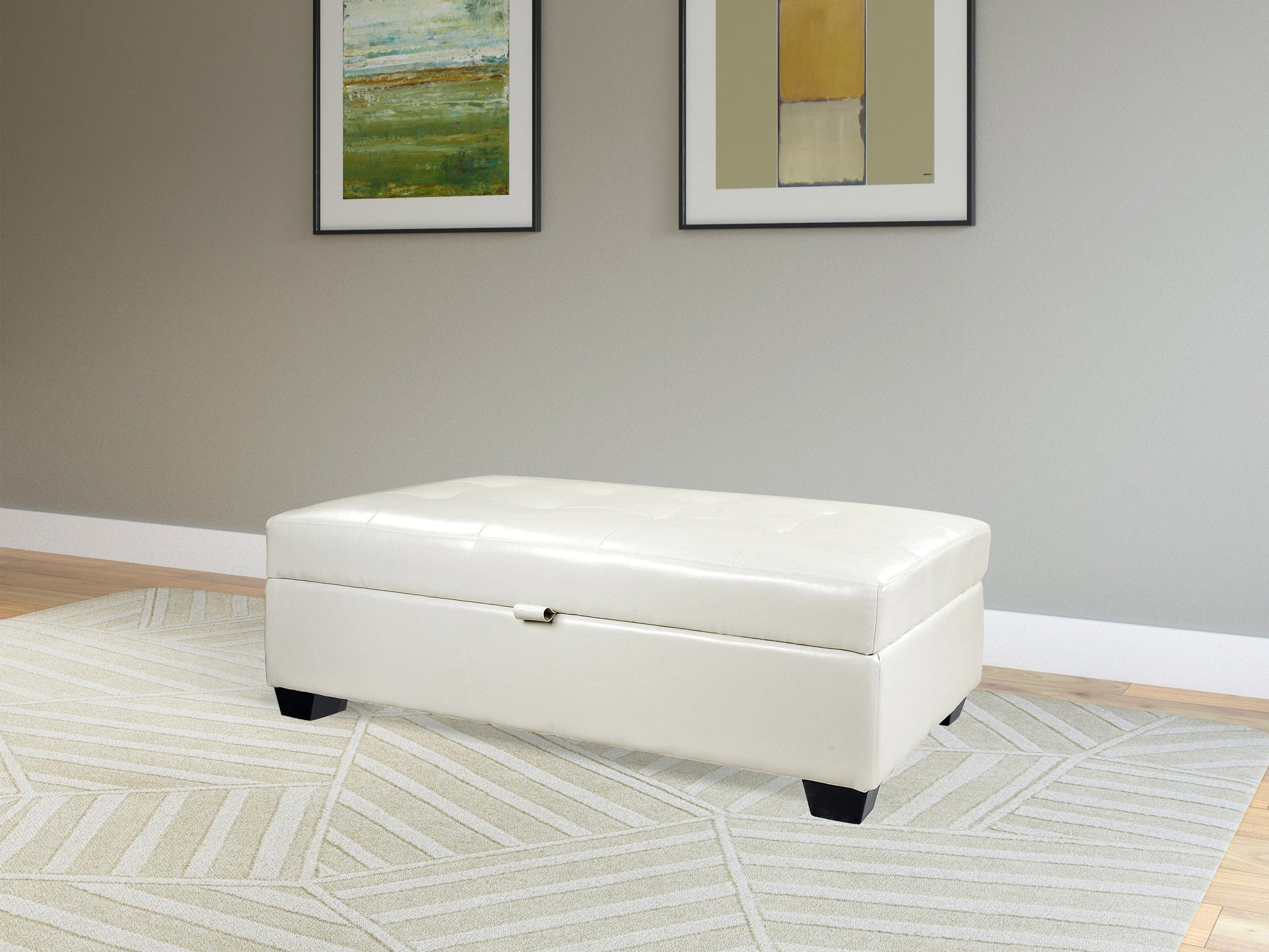 white Tufted Ottoman with Storage Antonio Collection lifestyle scene by CorLiving#color_antonio-white