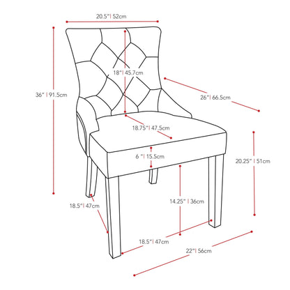 blue grey Accent Chairs Set of 2 Antonio Collection measurements diagram by CorLiving#color_blue-grey