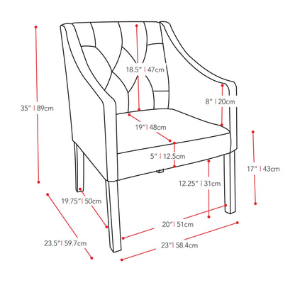 white Leather Club Chair Set of 2 Antonio Collection measurements diagram by CorLiving#color_white