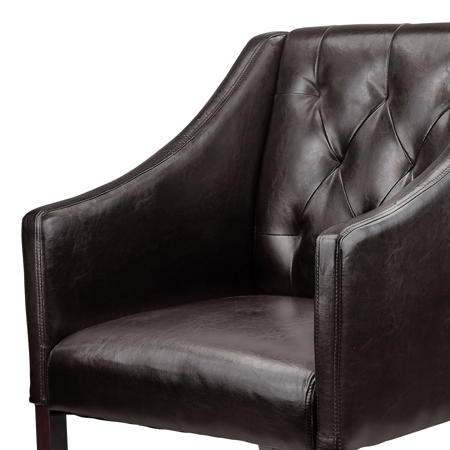 brown Leather Club Chair Set of 2 Antonio Collection detail image by CorLiving#color_brown