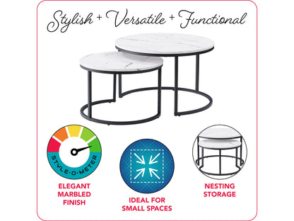 marble Nesting Coffee Table Fort Worth Collection infographic by CorLiving#color_fort-worth-white-marble