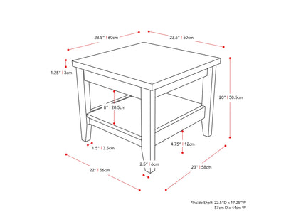 dark grey Square Side Table Hollywood Collection measurements diagram by CorLiving#color_dark-grey