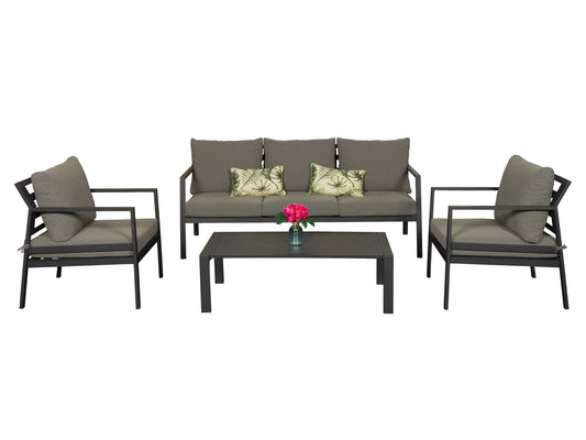 grey and black Metal Conversation Set, 4pc Gaia Collection product image by CorLiving#color_grey-and-black