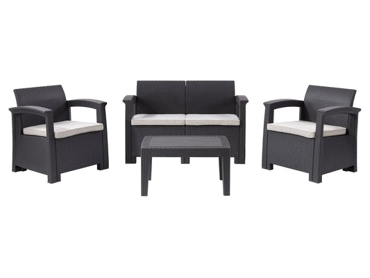 black and grey Patio Conversation Set, 4pc Lake Front Collection product image by CorLiving#color_black-and-grey