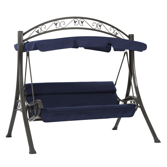 navy blue Patio Swing With Canopy Nantucket Collection product image by CorLiving#color_navy-blue