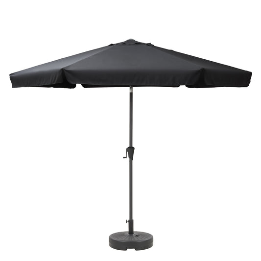 black 10ft patio umbrella, round tilting with base 200 Series product image CorLiving#color_black