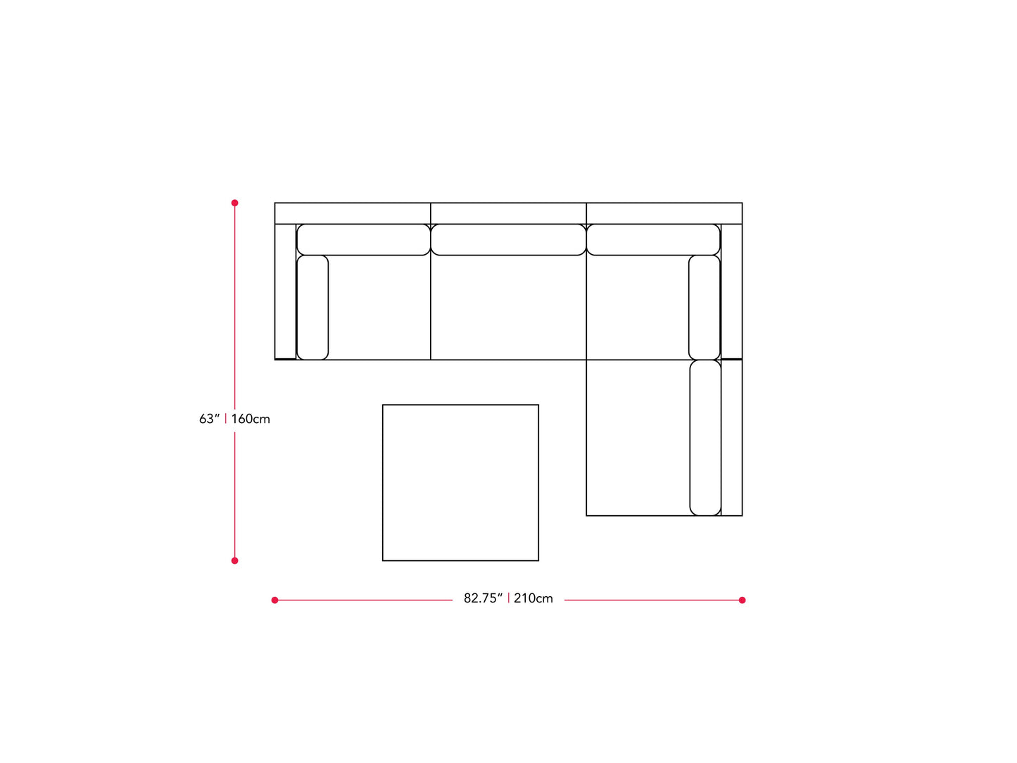 blended grey and oxford blue 5-Piece Patio Wicker Sectional Set Parksville Collection measurements diagram by CorLiving#color_blended-grey-and-oxford-blue