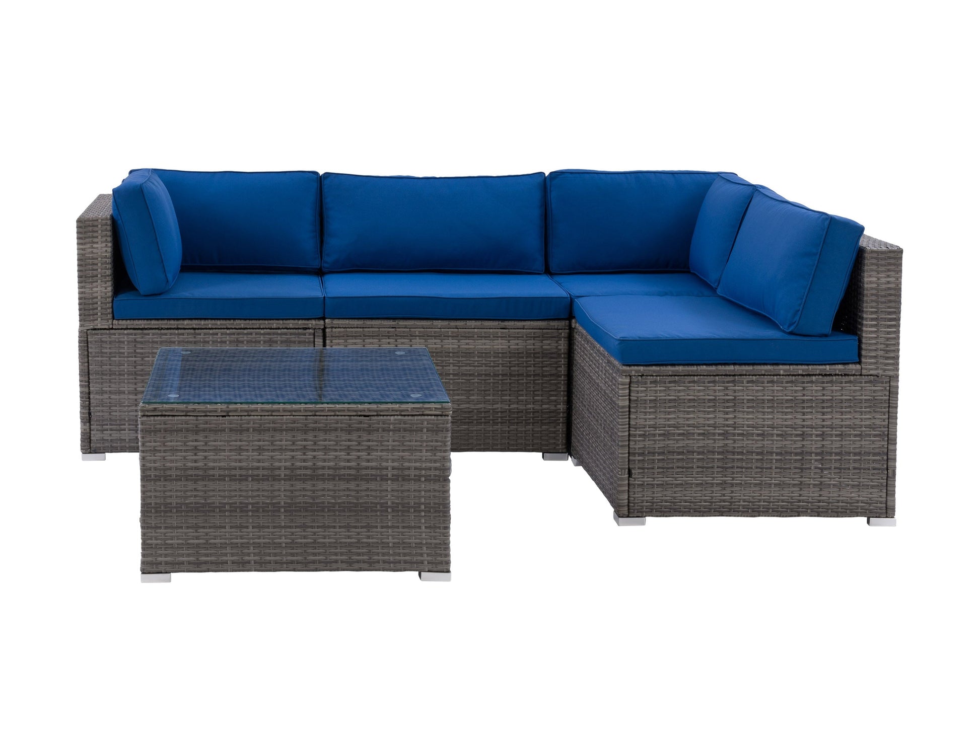 blended grey and oxford blue 5-Piece Patio Wicker Sectional Set Parksville Collection product image by CorLiving#color_blended-grey-and-oxford-blue