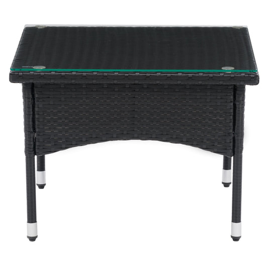 black weave Outdoor Wicker Side Table Parksville Collection product image by CorLiving#color_textured-black-weave