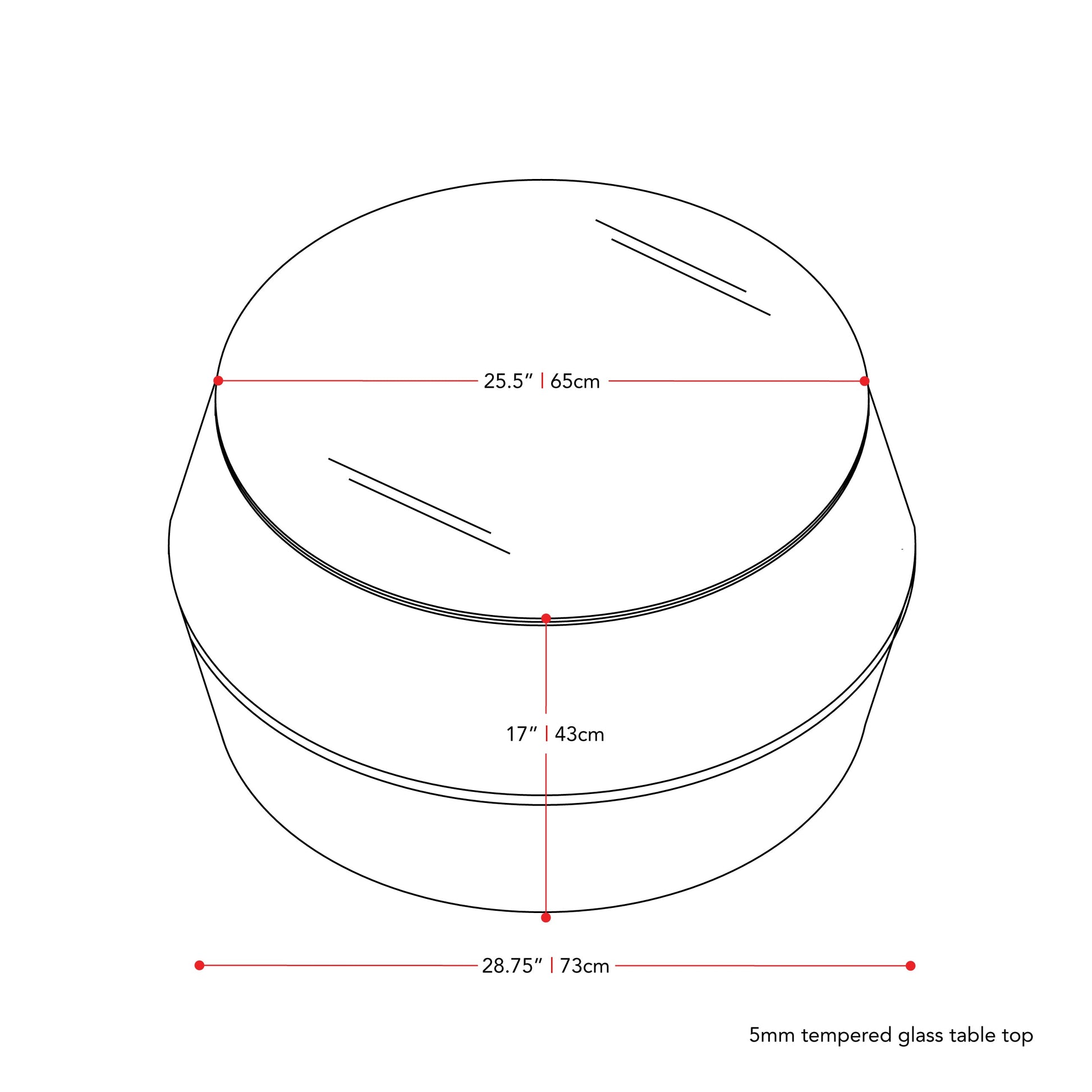 grey weave Wicker Coffee Table Parksville Collection measurements diagram by CorLiving#color_blended-grey-weave