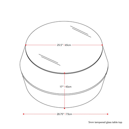 grey weave Wicker Coffee Table Parksville Collection measurements diagram by CorLiving#color_blended-grey-weave