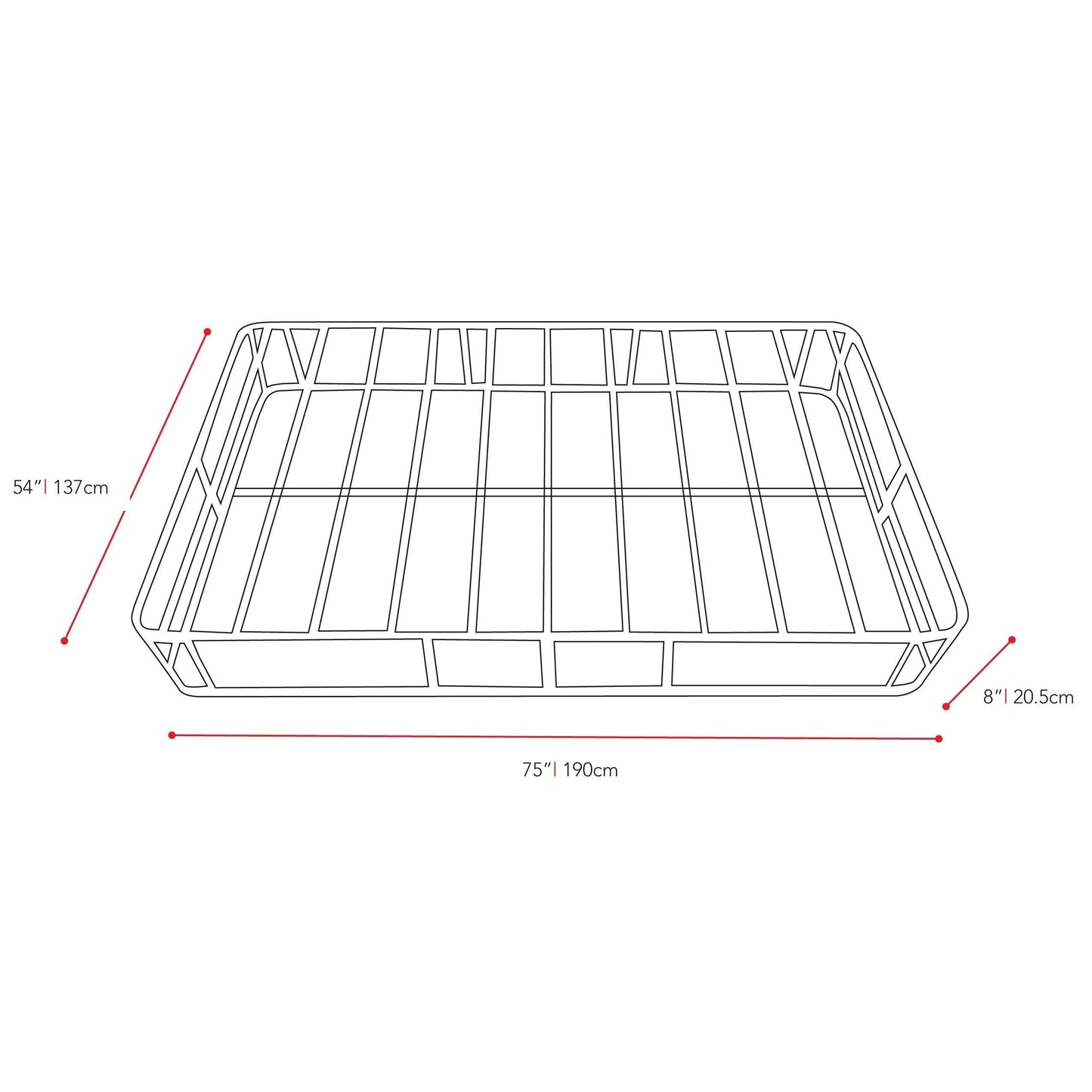 Full / Double Box Spring measurements diagram by CorLiving