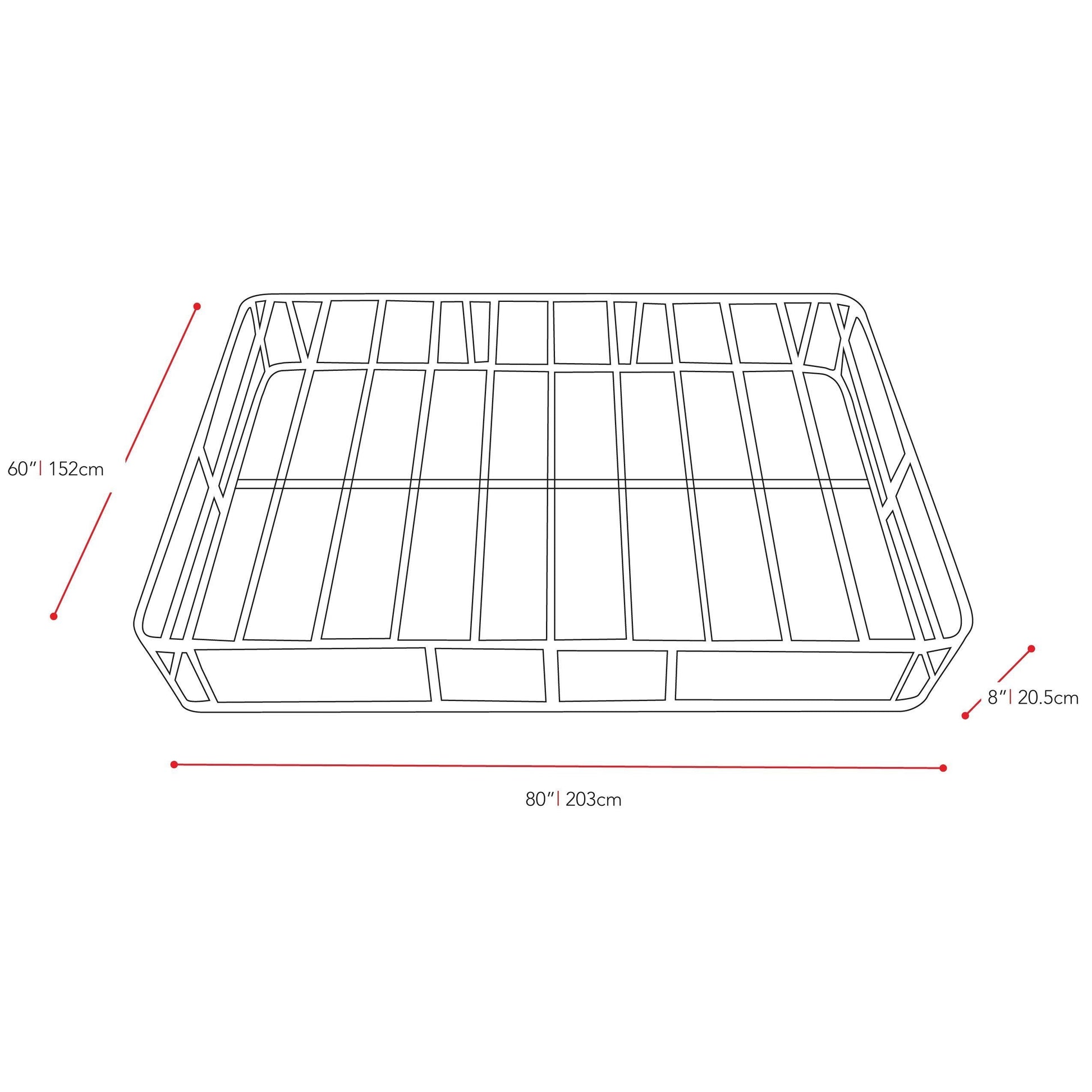 Queen Box Spring, Ready-to-Assemble measurements diagram by CorLiving