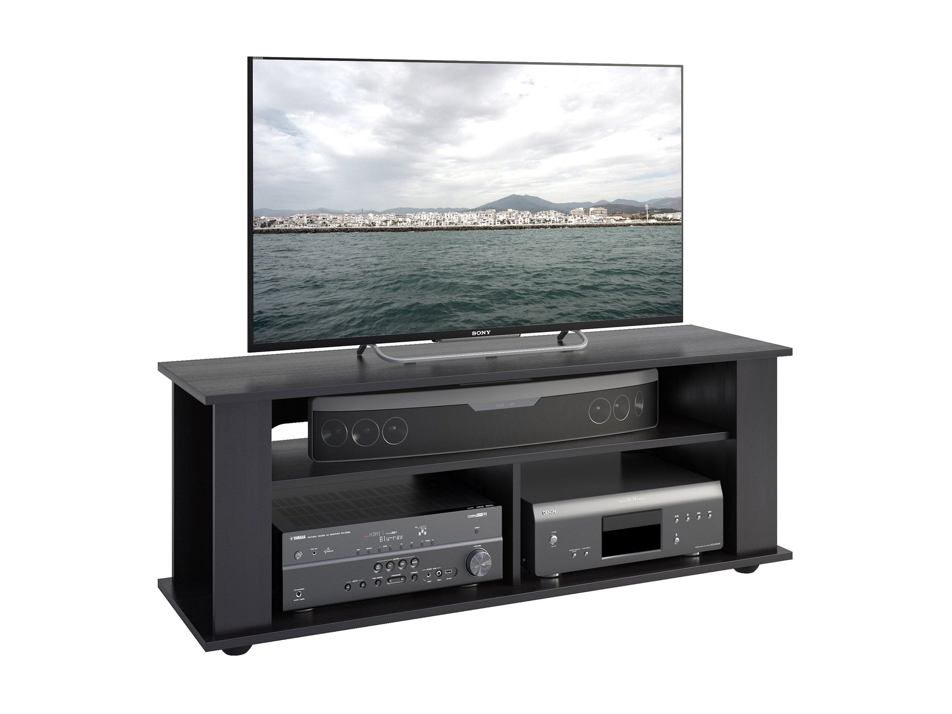 black Wood TV Stand for TVs up to 55" Bakersfield Collection product image by CorLiving#color_black