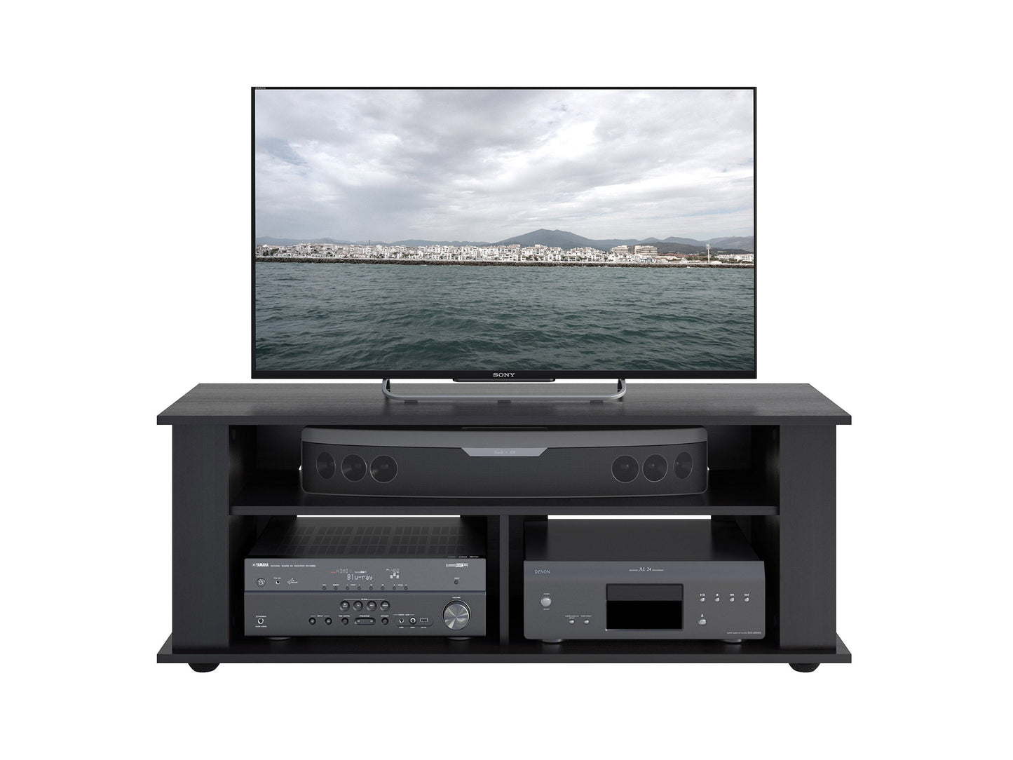 black Wood TV Stand for TVs up to 55" Bakersfield Collection product image by CorLiving#color_black