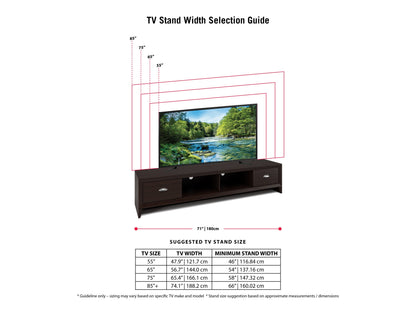 brown TV Stand for TVs up to 85" Lakewood Collection infographic by CorLiving#color_modern-wenge