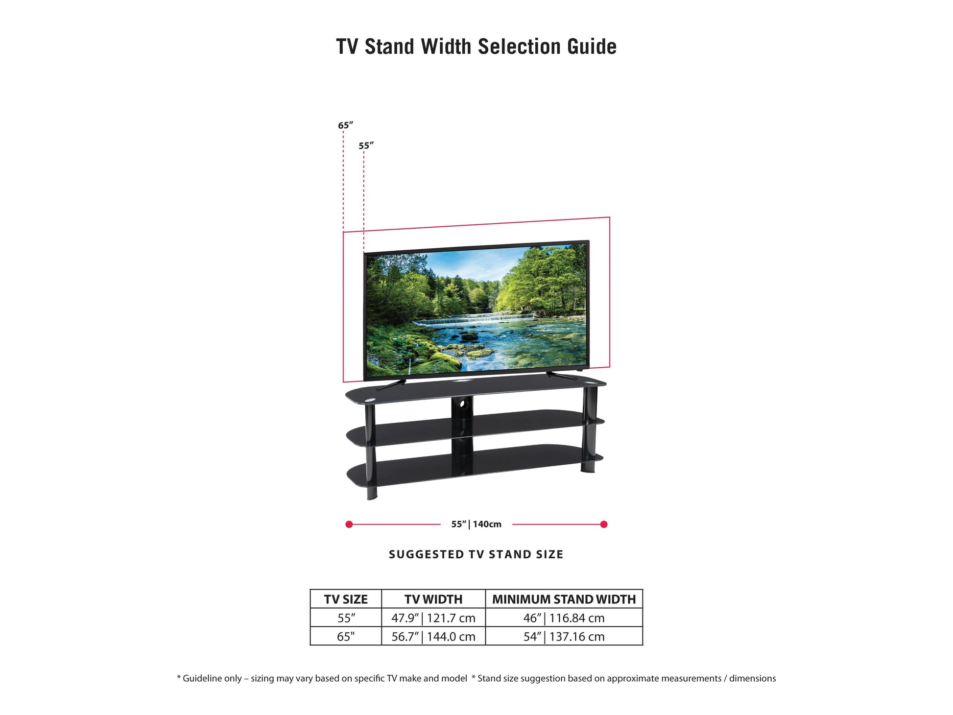 black Glass TV Stand for TVs up to 65" Laguna Collection infographic by CorLiving#color_black